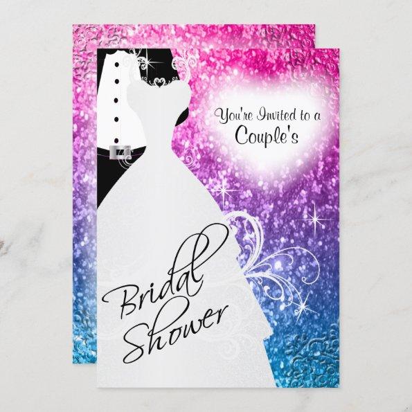 Couple's Bridal Shower in an Elegant Glitter Color Invitations