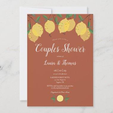 Couples Bridal Shower Lemons Terracotta Invitations
