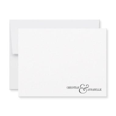 Couples Personalized Stationery Black Scallop Note