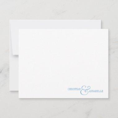 Couples Personalized Stationery Dusty Blue Scallop Note Invitations