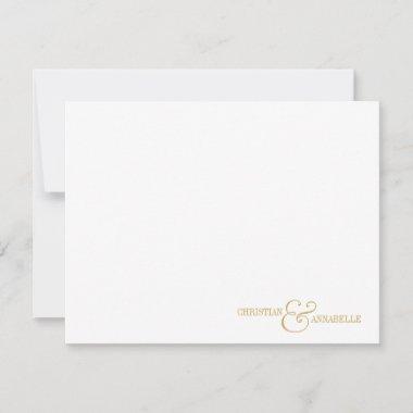 Couples Personalized Stationery Faux Gold Scallop Note Invitations
