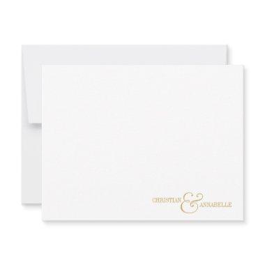 Couples Personalized Stationery Faux Gold Scallop Note Invitations