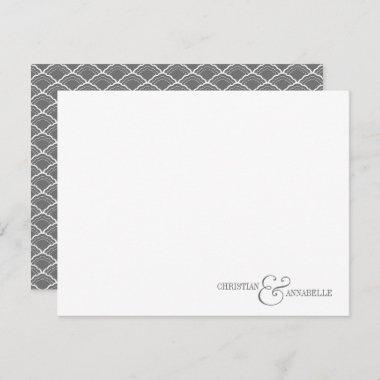 Couples Personalized Stationery Gray Scallop Note Invitations