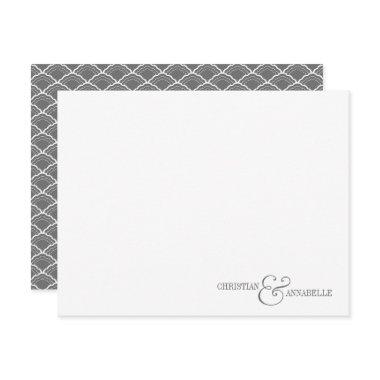 Couples Personalized Stationery Gray Scallop Note