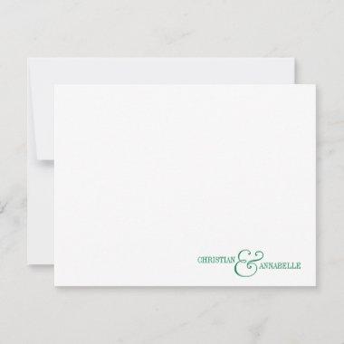 Couples Personalized Stationery Green Scallop Note Invitations