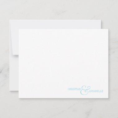 Couples Personalized Stationery Light Blue Scallop Note Invitations