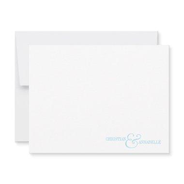 Couples Personalized Stationery Light Blue Scallop Note