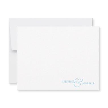 Couples Personalized Stationery Light Blue Scallop Note Invitations