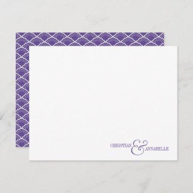 Couples Personalized Stationery Purple Scallop Note Invitations