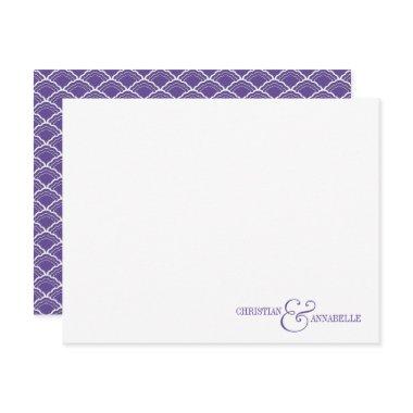 Couples Personalized Stationery Purple Scallop Note