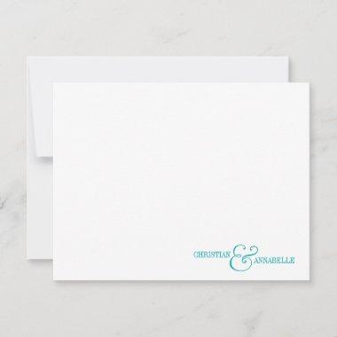 Couples Personalized Stationery Teal Green Scallop Note Invitations