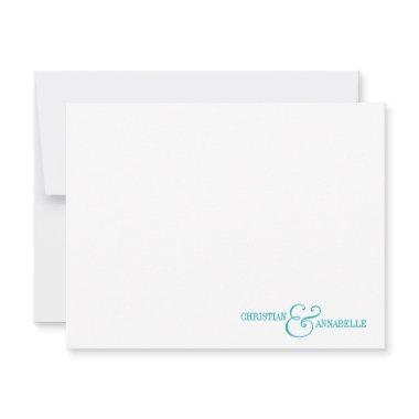 Couples Personalized Stationery Teal Green Scallop Note