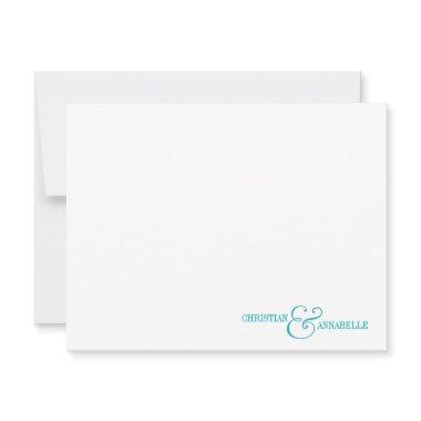 Couples Personalized Stationery Teal Green Scallop Note Invitations