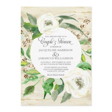 Couples Shower BOHO Seeded Eucalyptus Wreath Roses Invitations