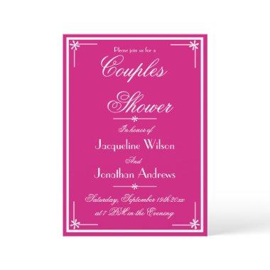Couples Shower Chic Script Names Elegant Magenta