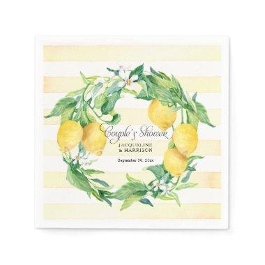 Couples Shower Citrus Lemon Wreath Blossom Leaf Paper Napkins