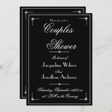 Couples Shower Elegant All In One Name Date RSVP Invitations