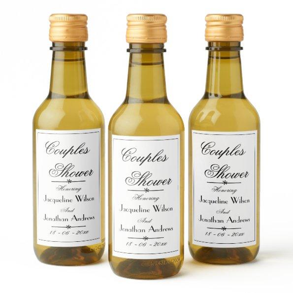 Couples Shower Elegant Script Names Cute Mini Wine Label