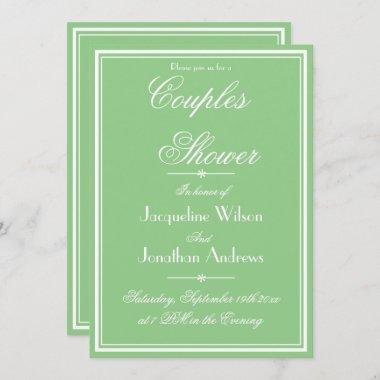 Couples Shower Elegant Soft Mint Green Custom Chic Invitations
