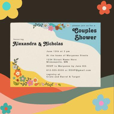 Couples Shower Flower Power 70's inspired Invitations