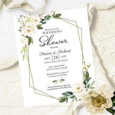 Couples Shower Geometric Floral Budget Invitations
