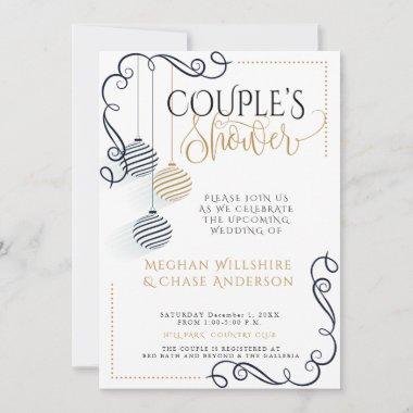 Couple's Shower | Modern Black and Gold Minimal Announcement