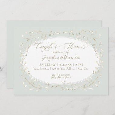 Couples Shower Modern Watercolor Leaf Branches Art Invitations