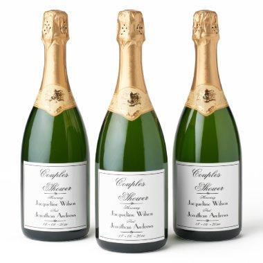 Couples Shower Names Script Simple Elegant Chic  Sparkling Wine Label