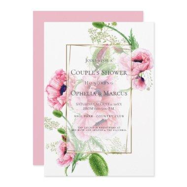 COUPLE'S SHOWER | Pink Poppy Bouquet Invitations