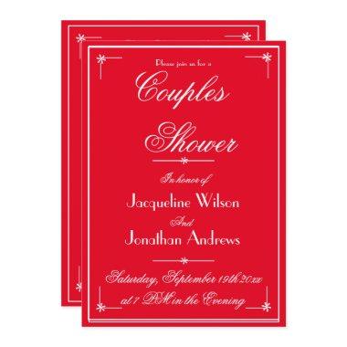 Couples Shower Romantic Red Names RSVP Shower Invitations