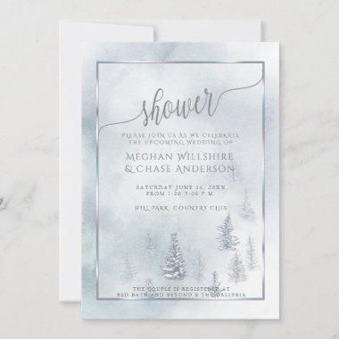 Couple's Shower | Silver Blue Winter Wonderland Announcement