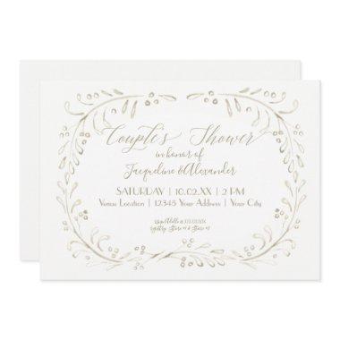 Couples Shower Simple Watercolor Modern Leaf Art