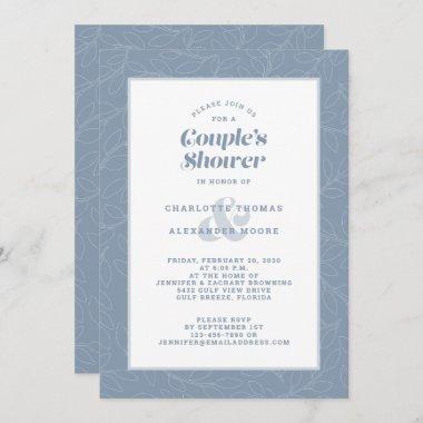 Couple's Shower Wedding Dusty Blue Modern Casual Invitations