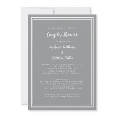 Couples Shower Wedding Engagement Chic Gray White Invitations