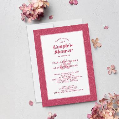 Couple's Shower Wedding Magenta Red Modern Casual Invitations