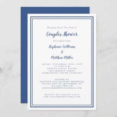 Couples Wedding Shower Engagement Blue White Party Invitations