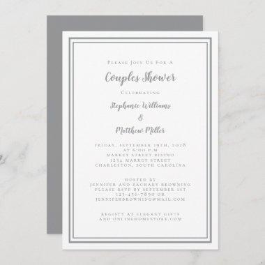 Couples Wedding Shower Engagement Chic Gray White Invitations