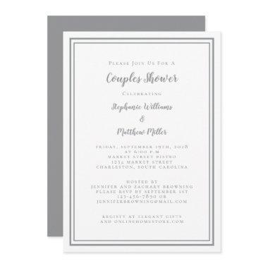 Couples Wedding Shower Engagement Chic Gray White Invitations