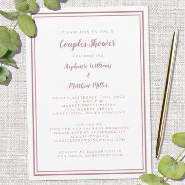 Couples Wedding Shower Engagement Dusty Rose Pink Invitations