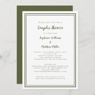 Couples Wedding Shower Engagement Green White Invitations