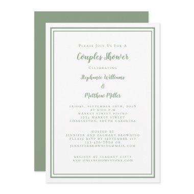 Couples Wedding Shower Engagement Sage Green White Invitations