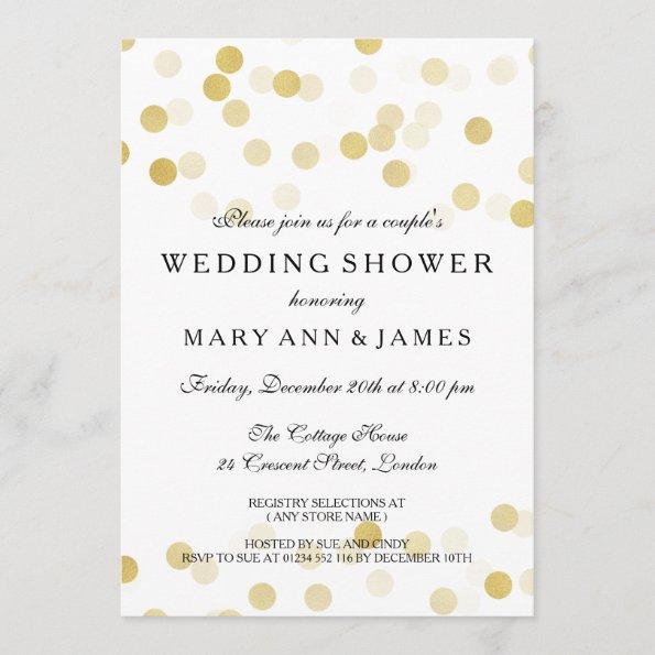 Couple's Wedding Shower Gold Foil Glitter Lights Invitations
