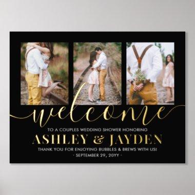 Couples Wedding Shower Welcome Photo Black & Gold Foil Prints