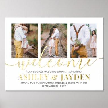 Couples Wedding Shower Welcome Photo White & Gold Foil Prints