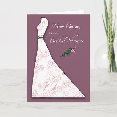 Cousin, Bridal Shower Dress Silhouette Plum Invitations