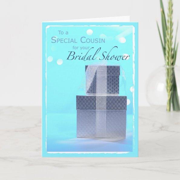 Cousin, Bridal Shower Gifts, Light Blue & Silver Invitations
