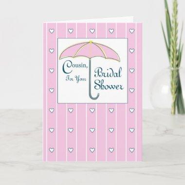 Cousin, Bridal Shower Pink Umbrella Thank You Invitations