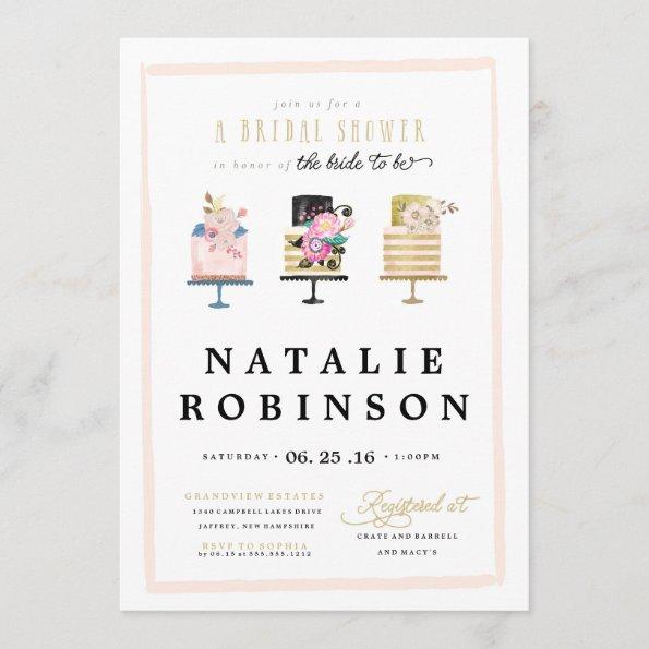 Couture Cake Bridal Shower Invitations - gold