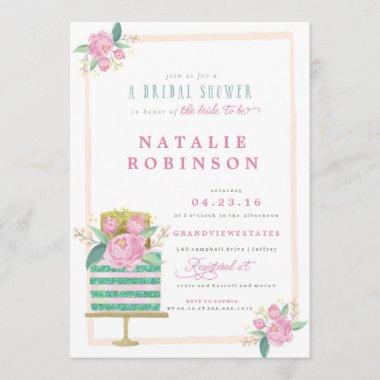 Couture Cake Bridal Shower Invitations - teal