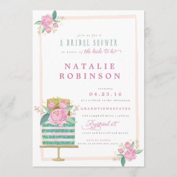 Couture Cake Bridal Shower Invitations - teal